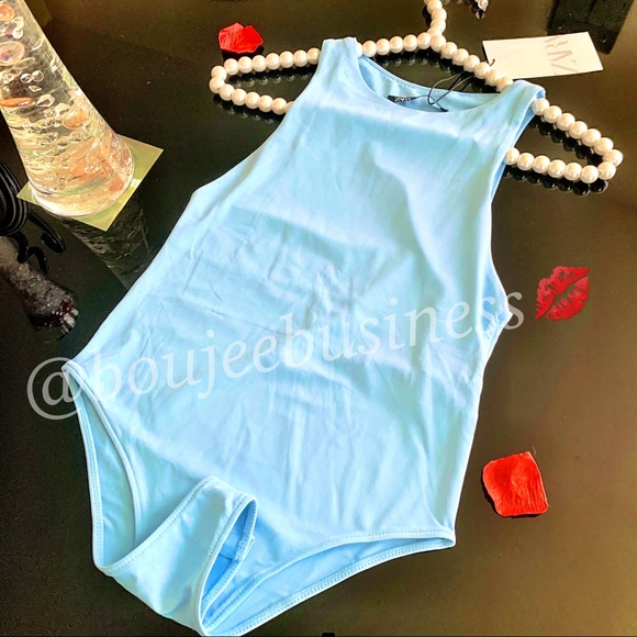 ZARA BNWT Light Blue Halterneck Bodysuit - Picture 12 of 16